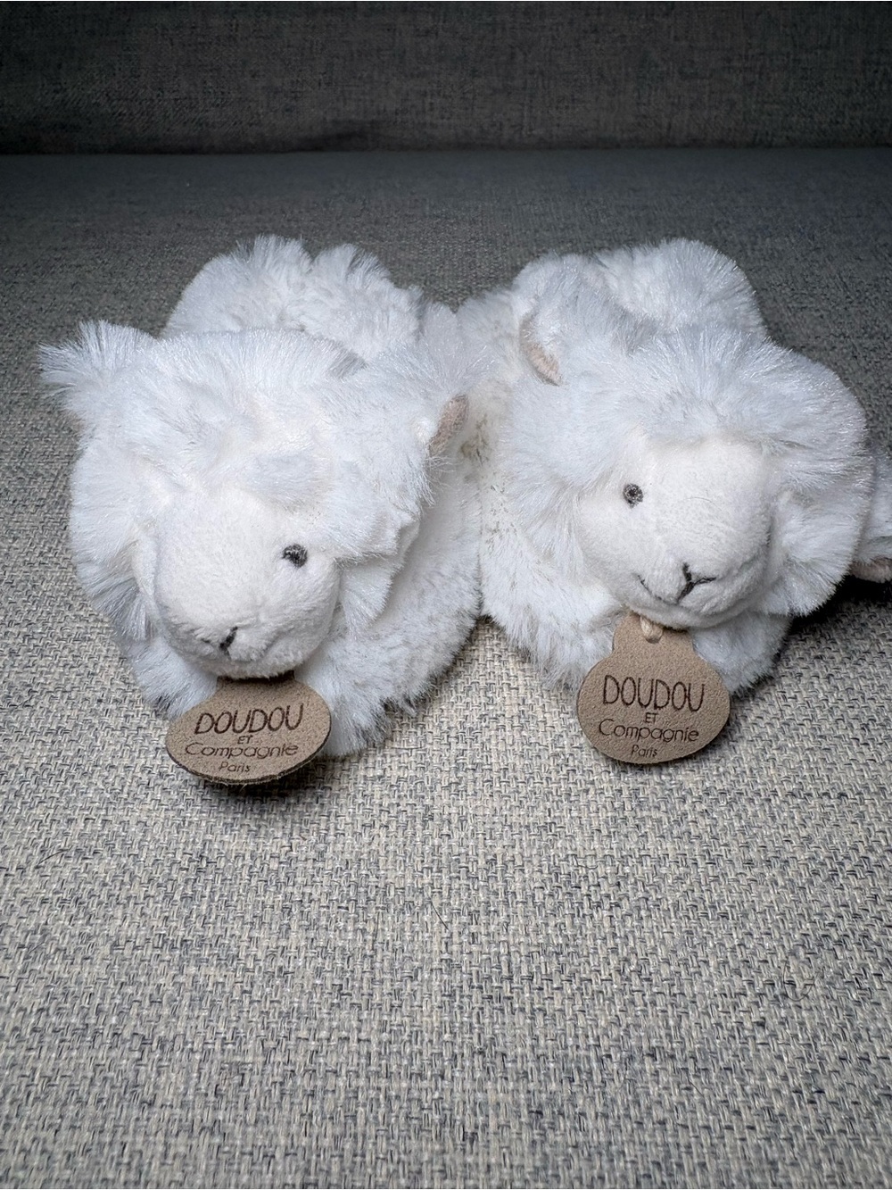 White Plush Lamb Rattle Baby Slippers